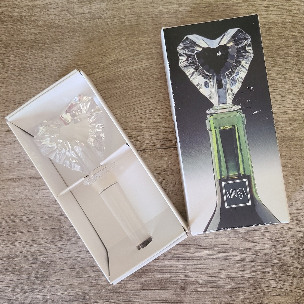 🍷MIKASA Venus Heart Shaped Lead Austrian Crystal Bottle Wine Stopper